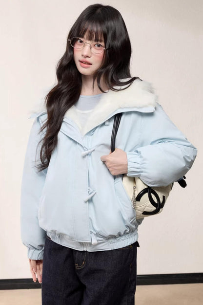 Fur Collar Hooded Cotton Coat