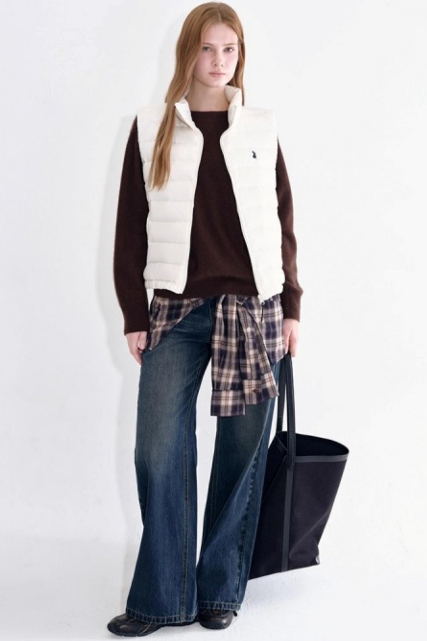 Detachable Plaid Shirt Waist Slimming Jeans