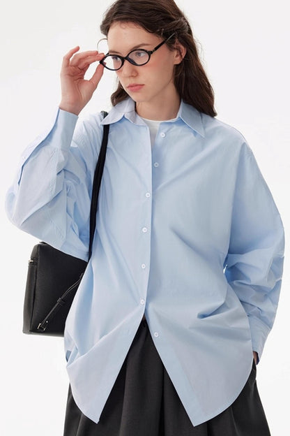 Blue Anti-Wrinkle Cotton Staple Shirt