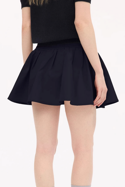 Elastic Tie-Up Puffy Skirt