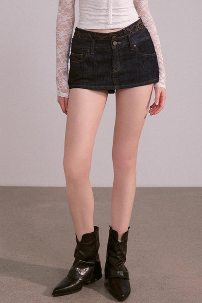 Low-Rise Denim Skirt