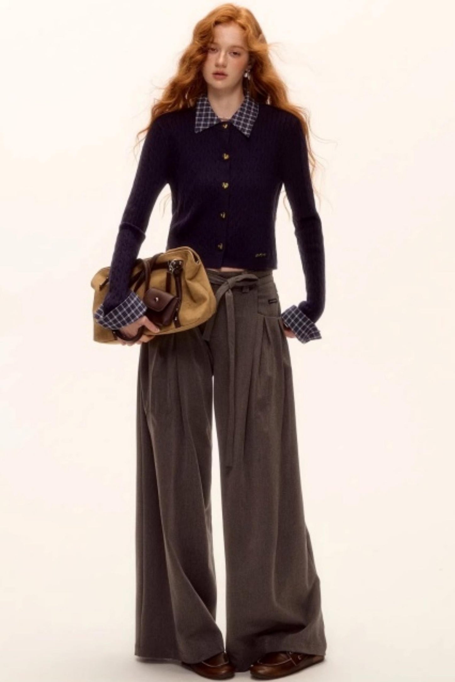 Pleated Retro Wide-Leg Pants