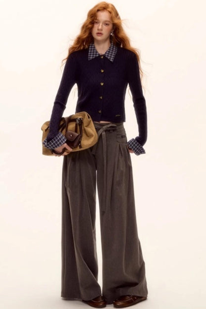 Pleated Retro Wide-Leg Pants