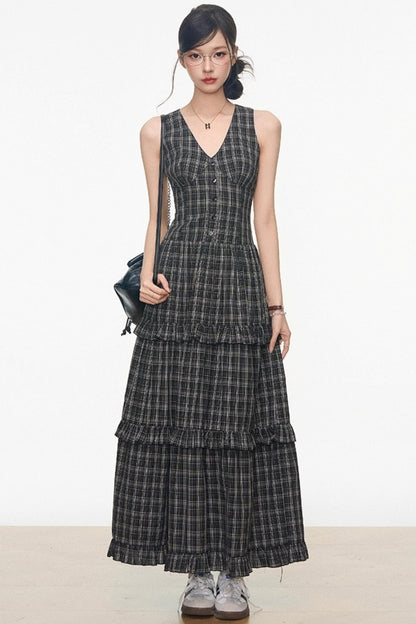 Gray Colored Sweater Cardigan Dress Set-Up