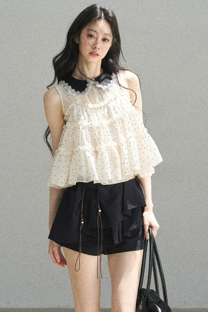 Verträumte Chiffonbluse mit Punktemuster