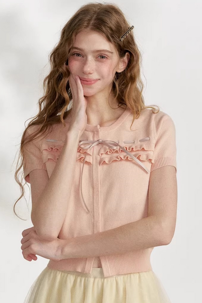 Lace Pink Knit Sweater