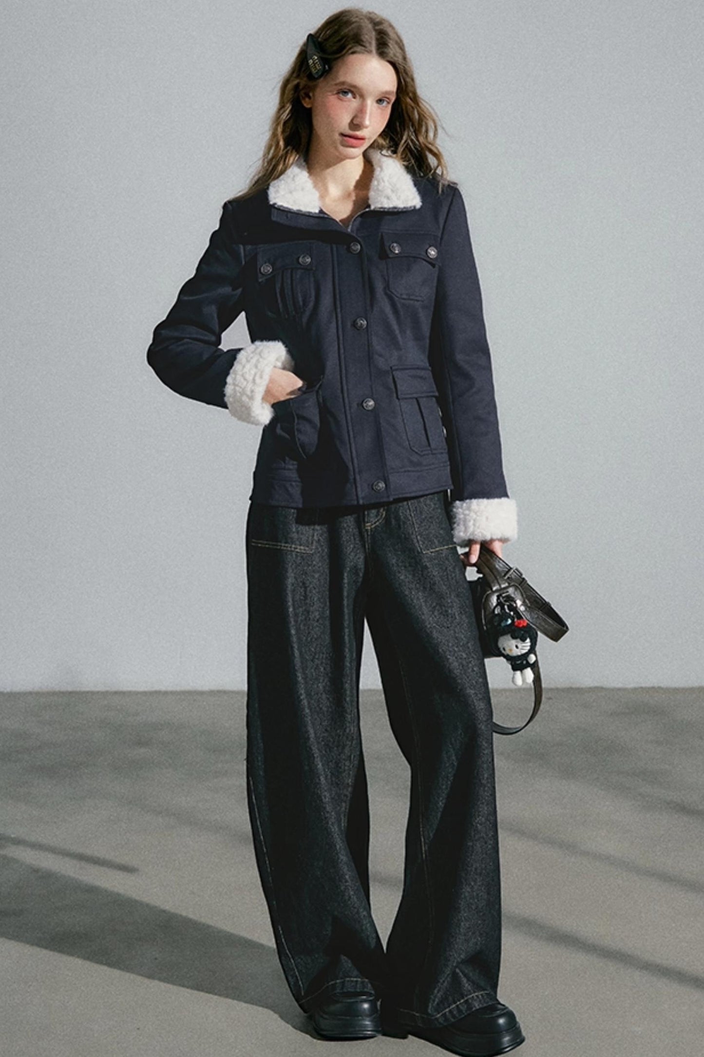 High-Waisted Slimming Denim Trousers