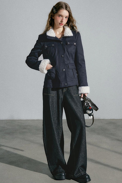 High-Waisted Slimming Denim Trousers