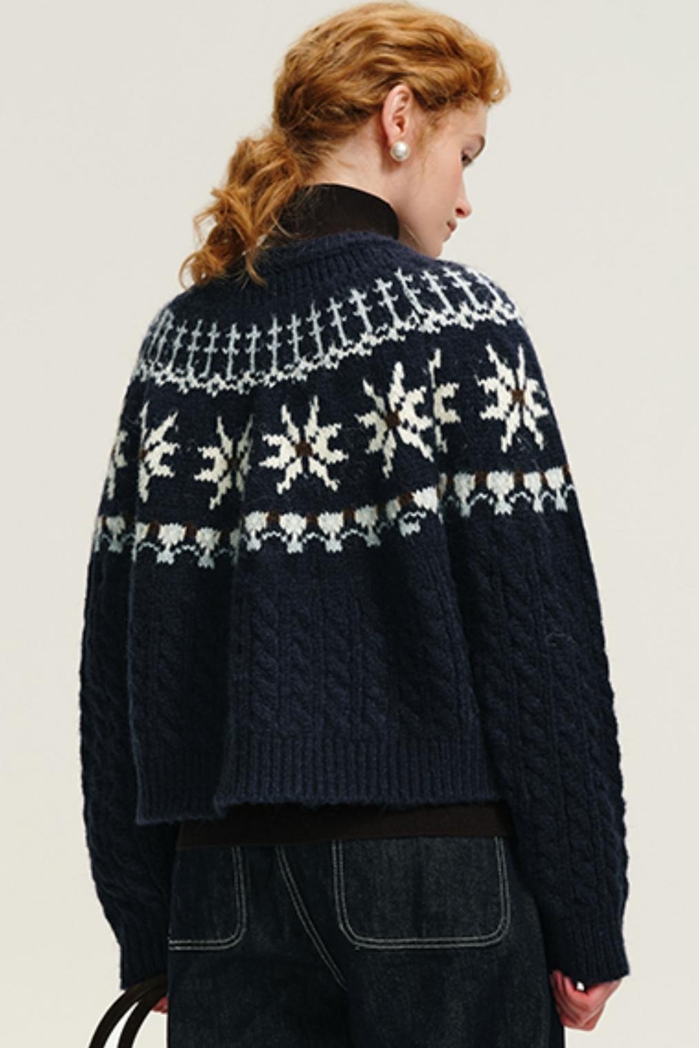 Soft Fair Isle Wool Sweater Cardigan