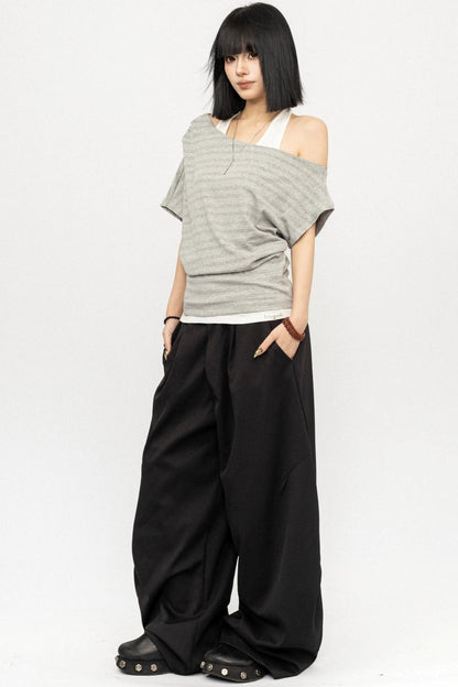 Retro-Gestreiftes-Asymmetrisches Oberteil