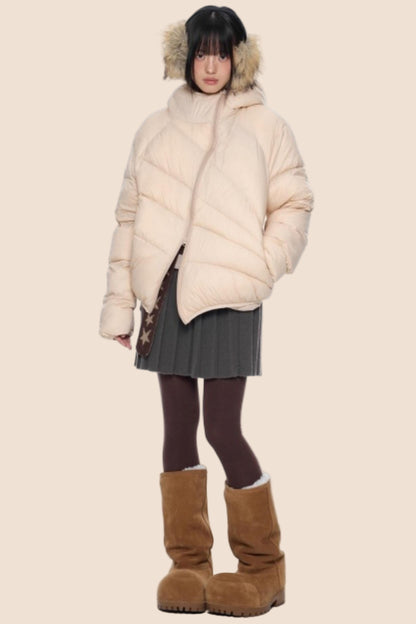 Deconstructed Hooded Down Jacket