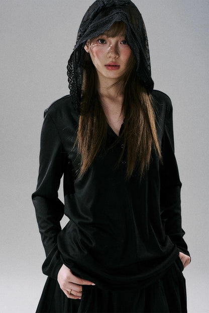 Lace Bow Loose Lyocell Top