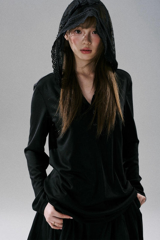 Lace Bow Loose Lyocell Top