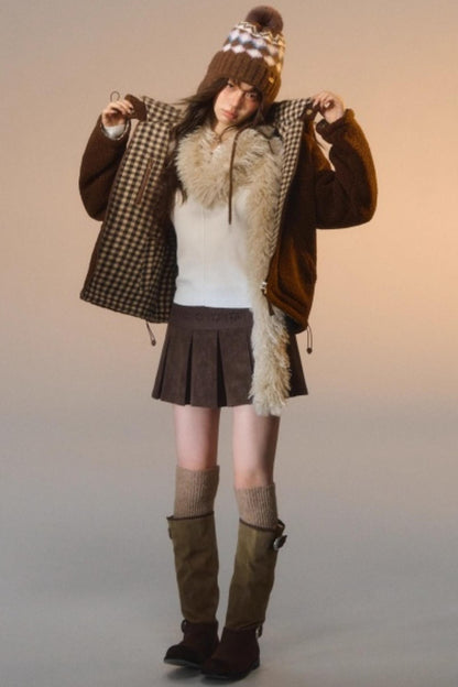 Reversible Plaid Patchwork Fleece Jacket