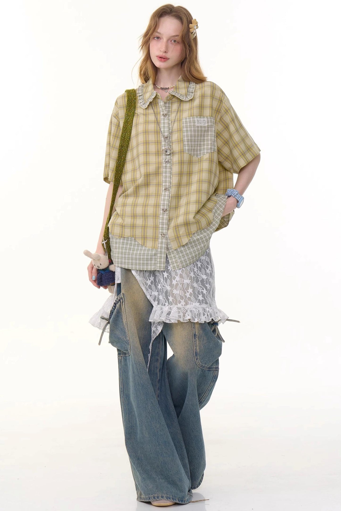 Plaid Doll Collar Shirt