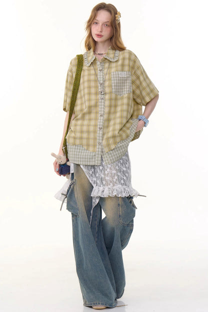 Plaid Doll Collar Shirt