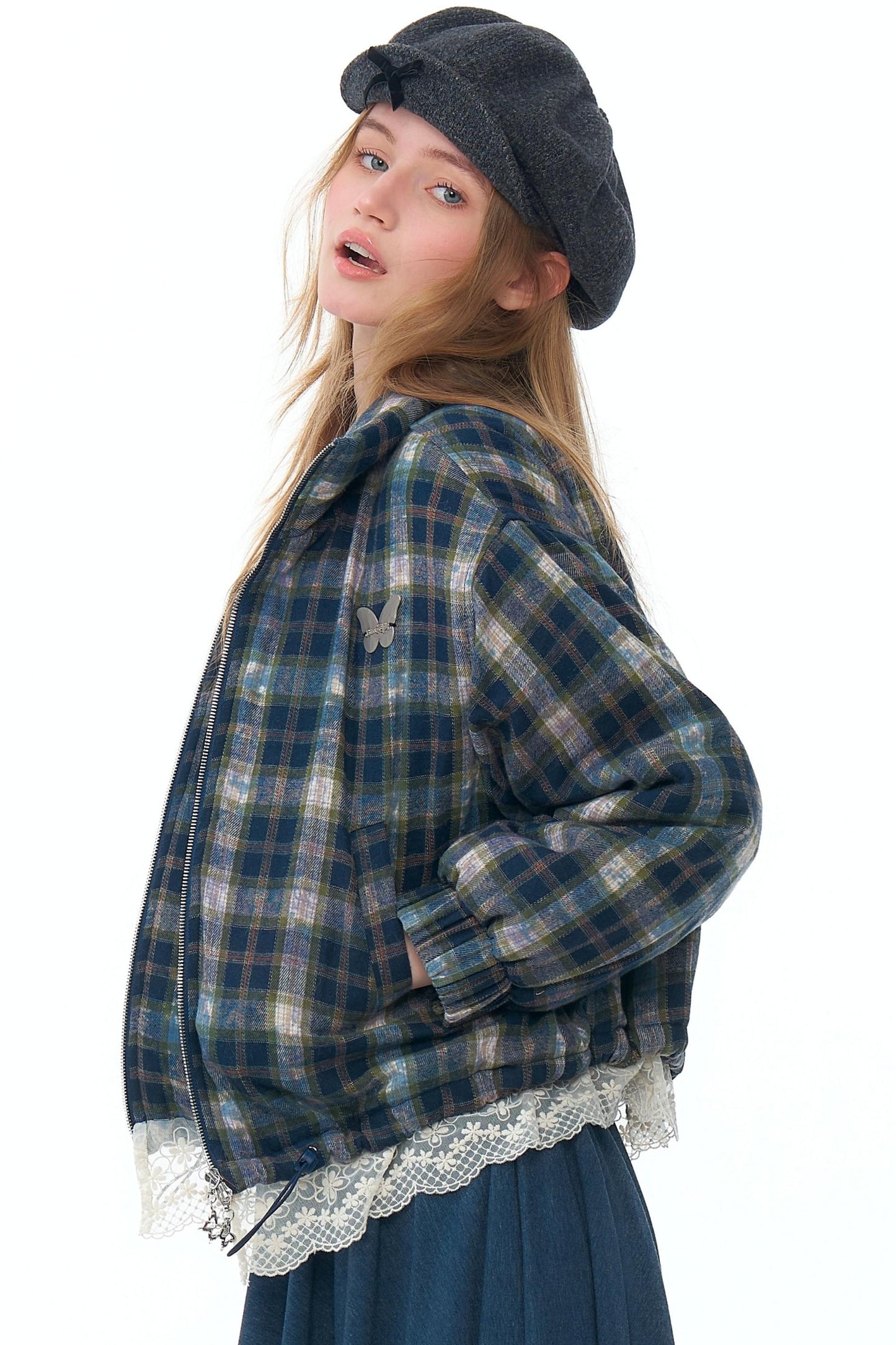 Retro Plaid Thickened Cotton Jacket