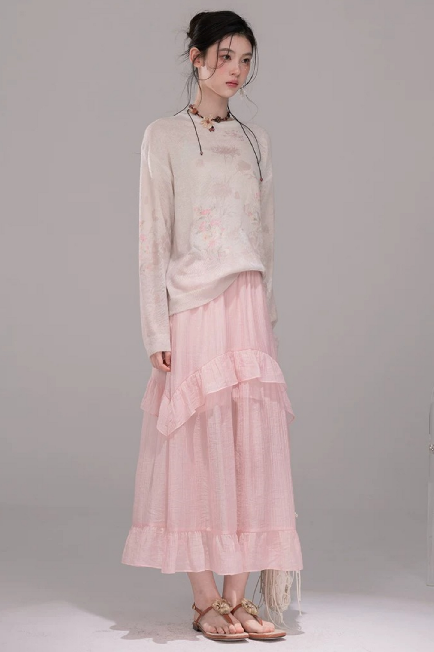 Blusa de Punto Degradado Caqui Rosa