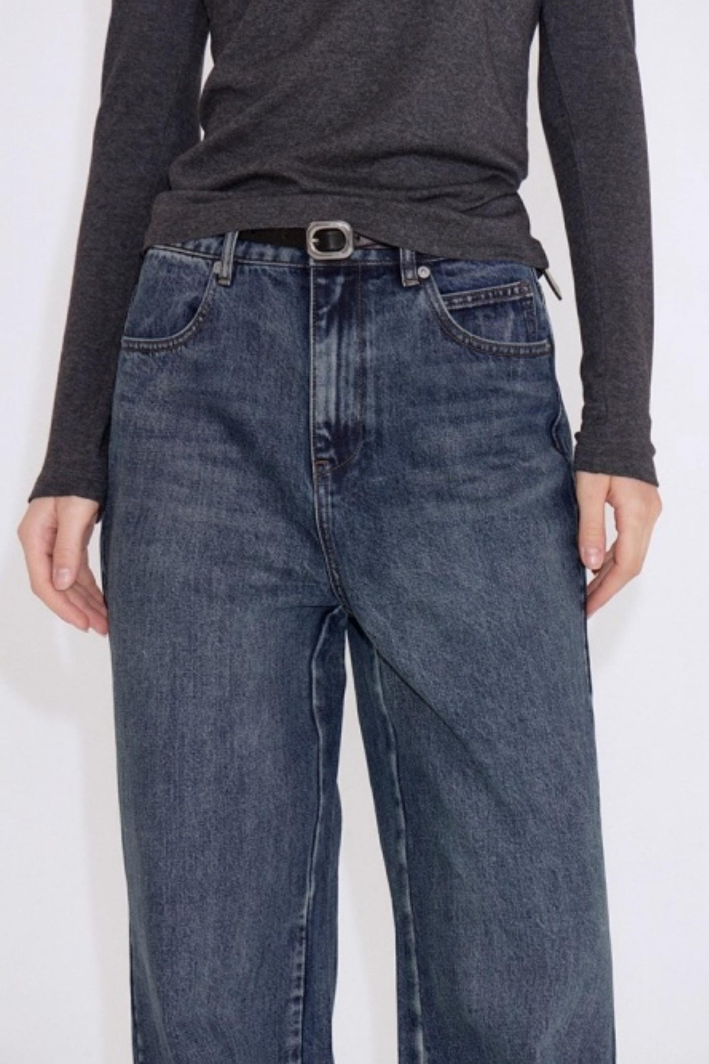 Straight Fit Retro Washed Straight Jeans