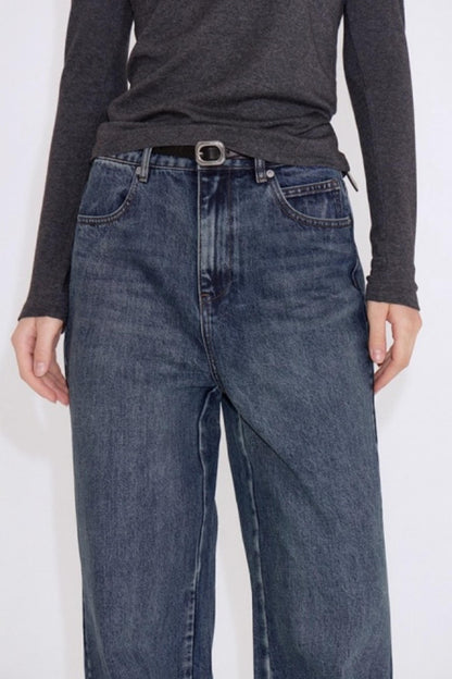 Straight Fit Retro Washed Straight Jeans