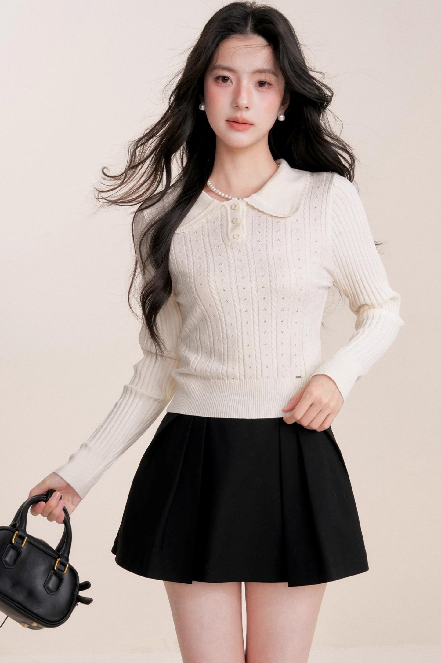 Romantic French Knit Long Sleeve Top