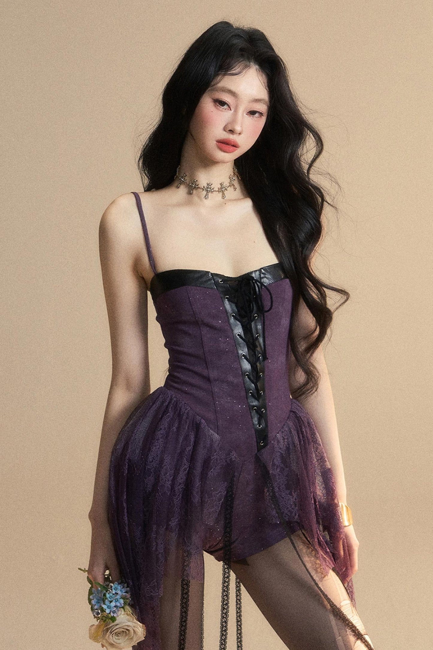 Lace Halter Mini Dress