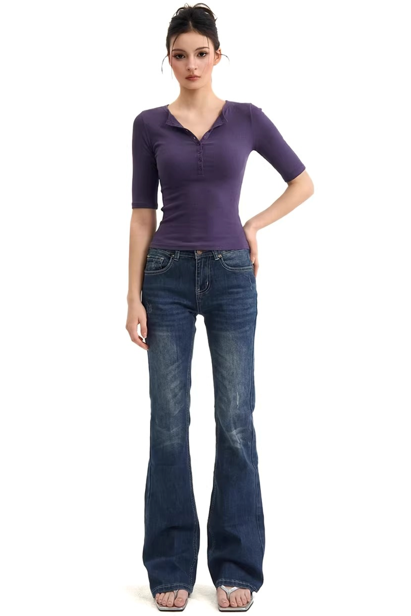 Solid Color Henley Top
