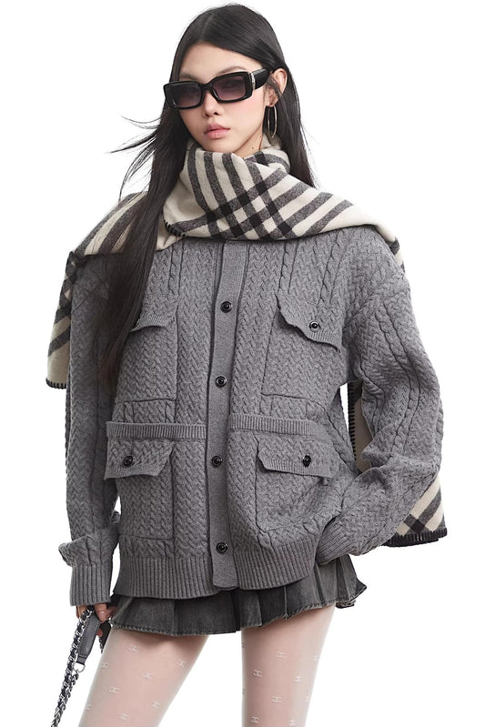 Retro Black Knit Cardigan