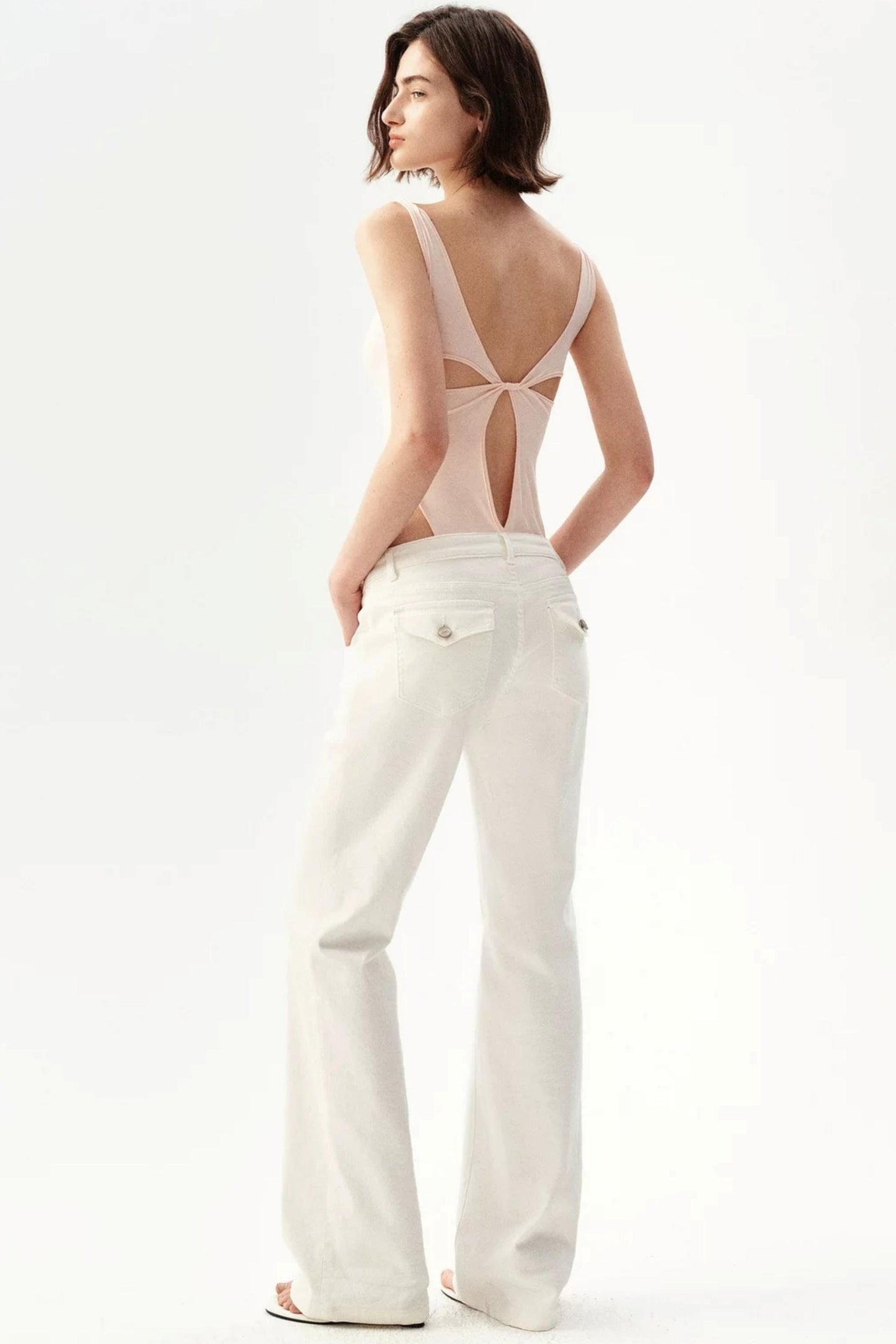 Low Waist Flare Cotton Pants