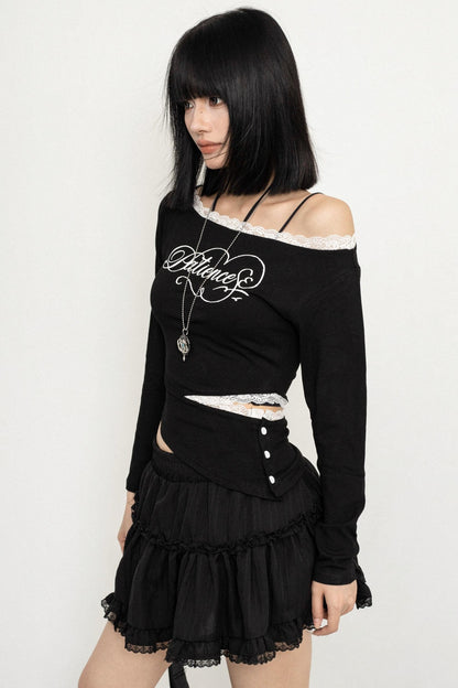 Lace Edge IRREGULAR T-SHIRT