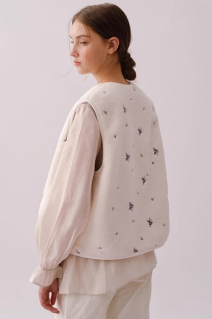Reversible Floral Suede Vest