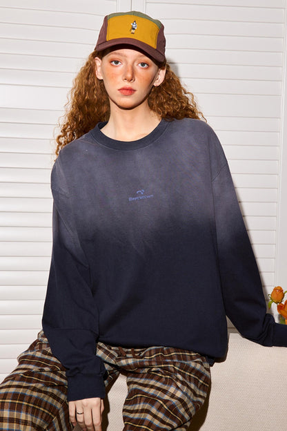 Gewaschenes Gradient Langarmshirt 