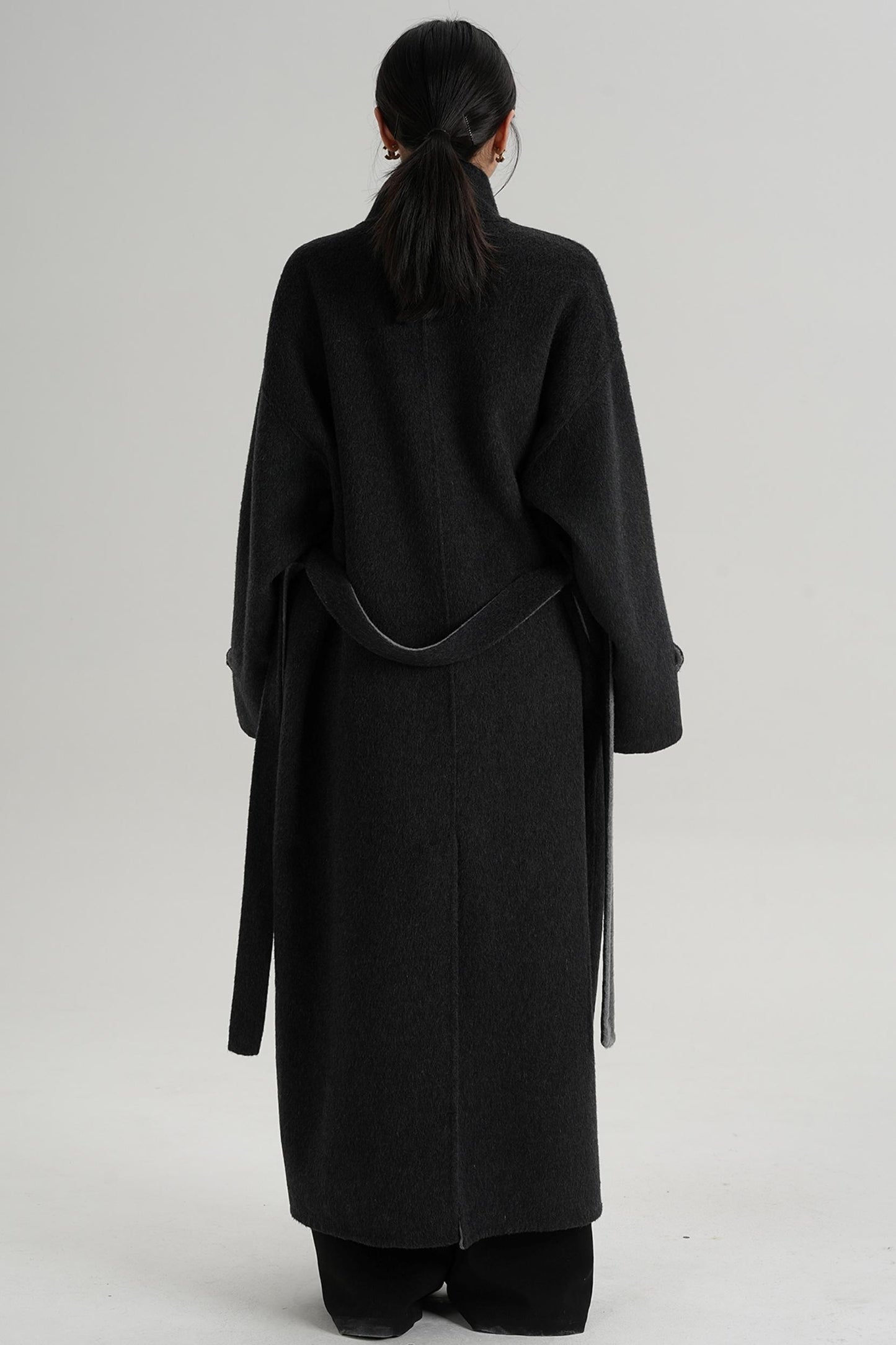 Temperament Design Color-Blocking Woolen Coat