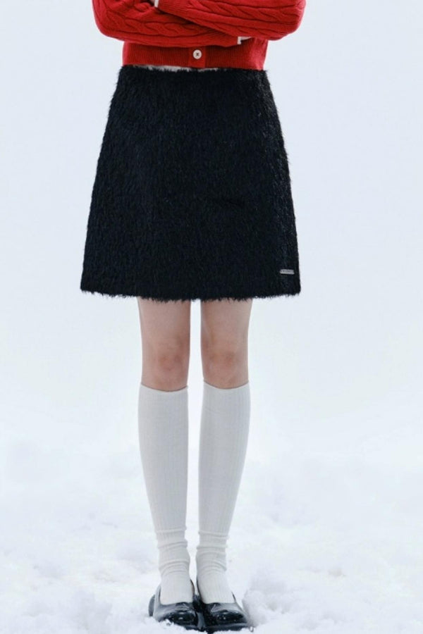 Plush Retro Check Skirt