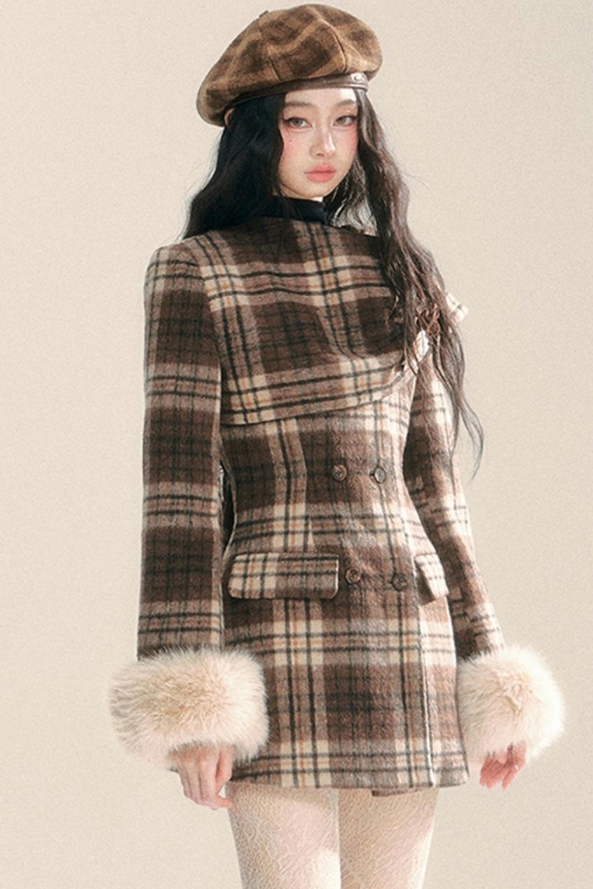 Korean Checked Woolen Jacket