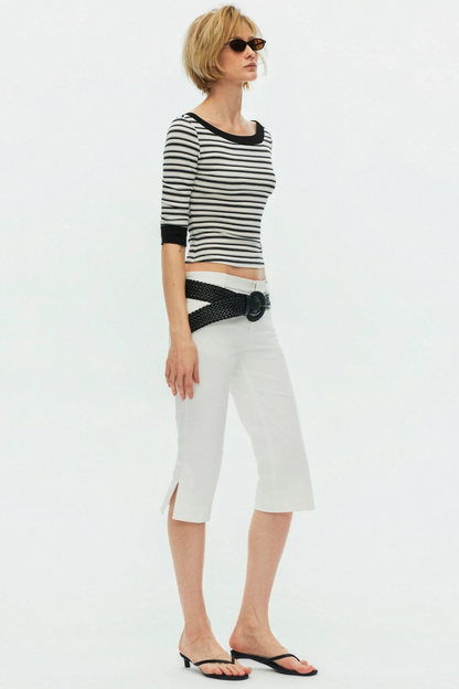 Lyocell Tencel Striped Knit Sweater
