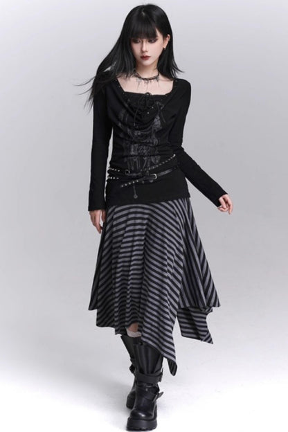 Asymmetrical Striped Skirt