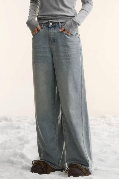 Washed Distressed Denim Pants