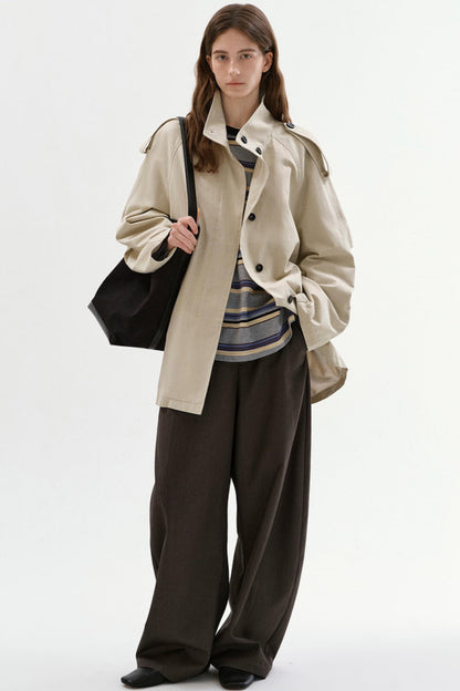 Washed Cotton Short Trench Coat