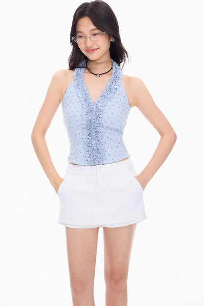 Colorblock V-Neck Lace Tank