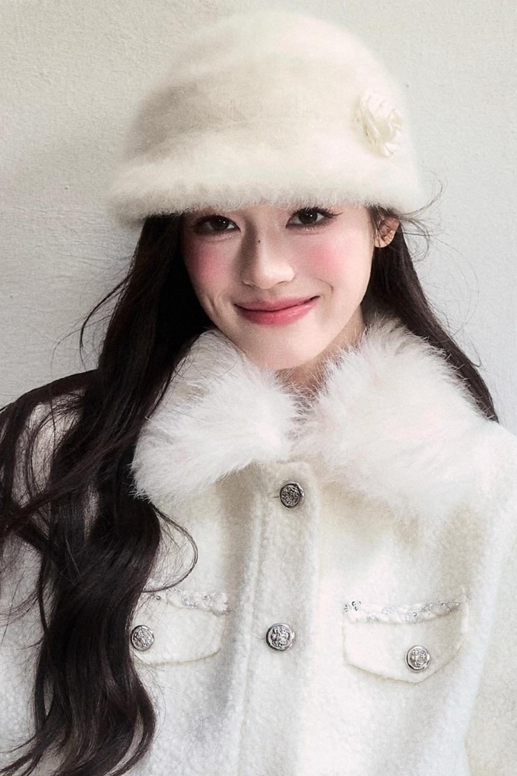 Winter Floral Beret Hat