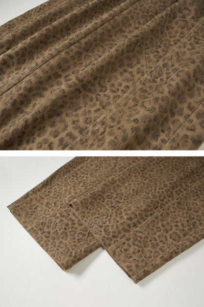 Retro Leopard Print Wide-Leg Pants