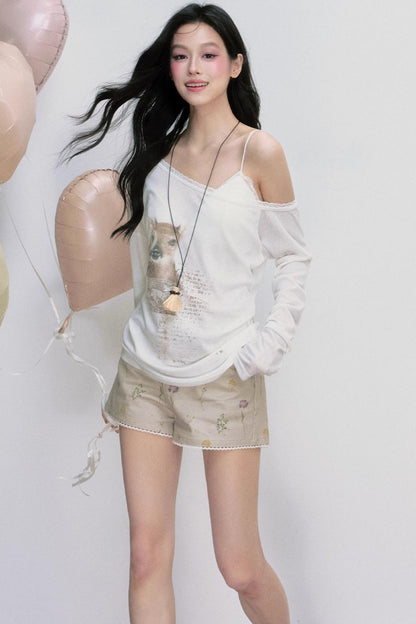 Sheer UV Protection One-Shoulder Top