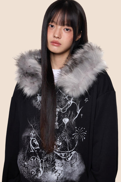 Graphic Print Luxury Hoodie Top
