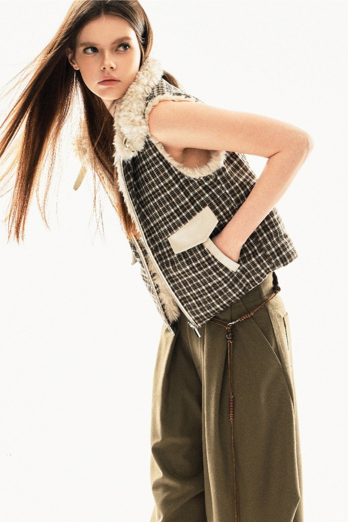 Reversible Plaid Vest Jacket