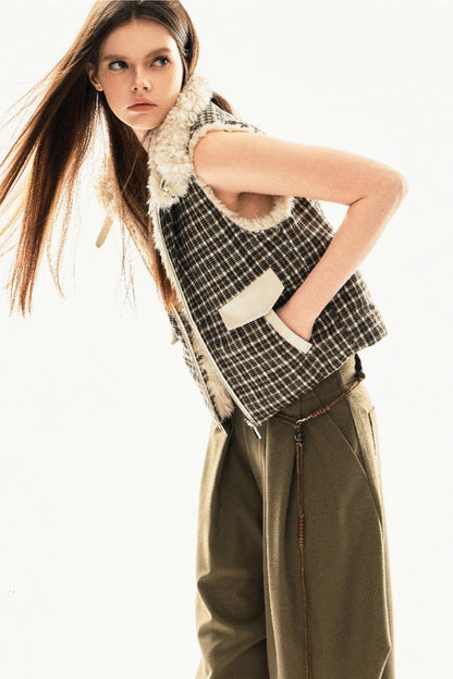 Reversible Plaid Vest Jacket