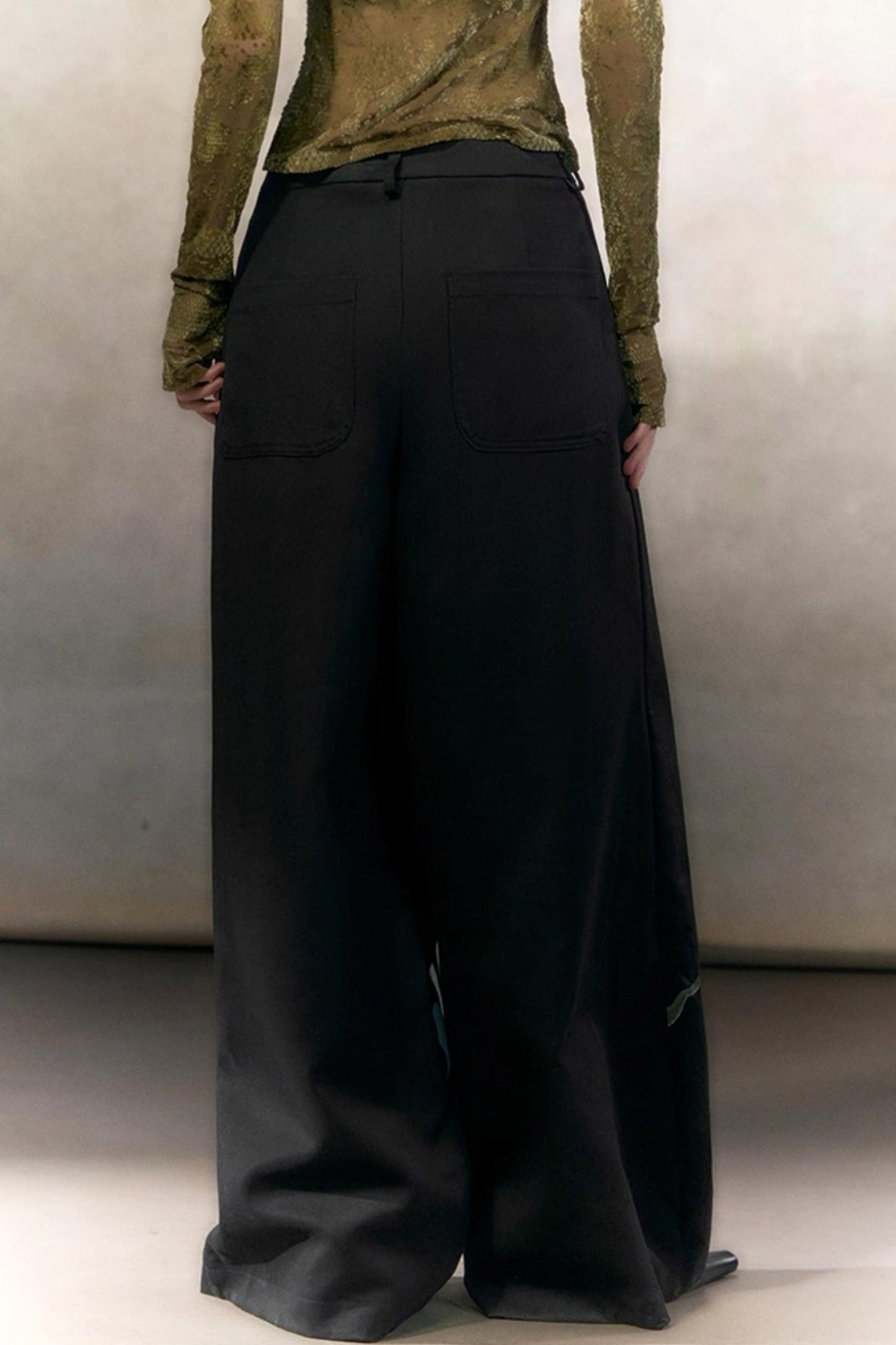 Hand-Painted Floral Wide-Leg Pants