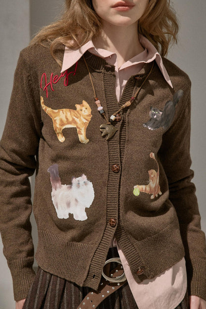 Sweet Kitten Knitted Cardigan