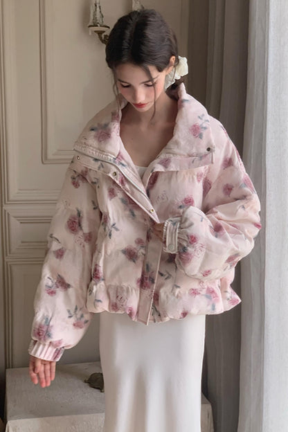 Pink Cotton Thickened Short Jacket