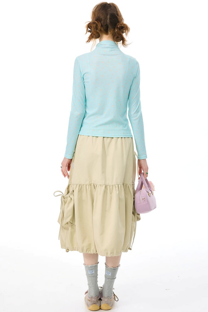 Khaki Drawstring Skirt